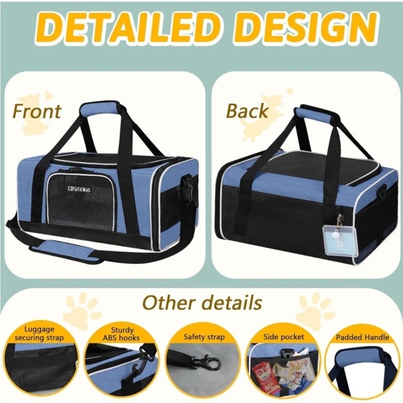 Petskd Pet Travel Carrier Bag for Small Dogs & Cats Airline’s Approved 17x11x9.5 - Picture 4 of 16